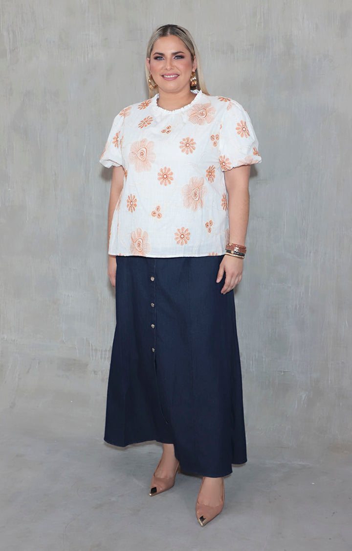 Blusa beige bordada - BLUSA XL Boutiquemirel 