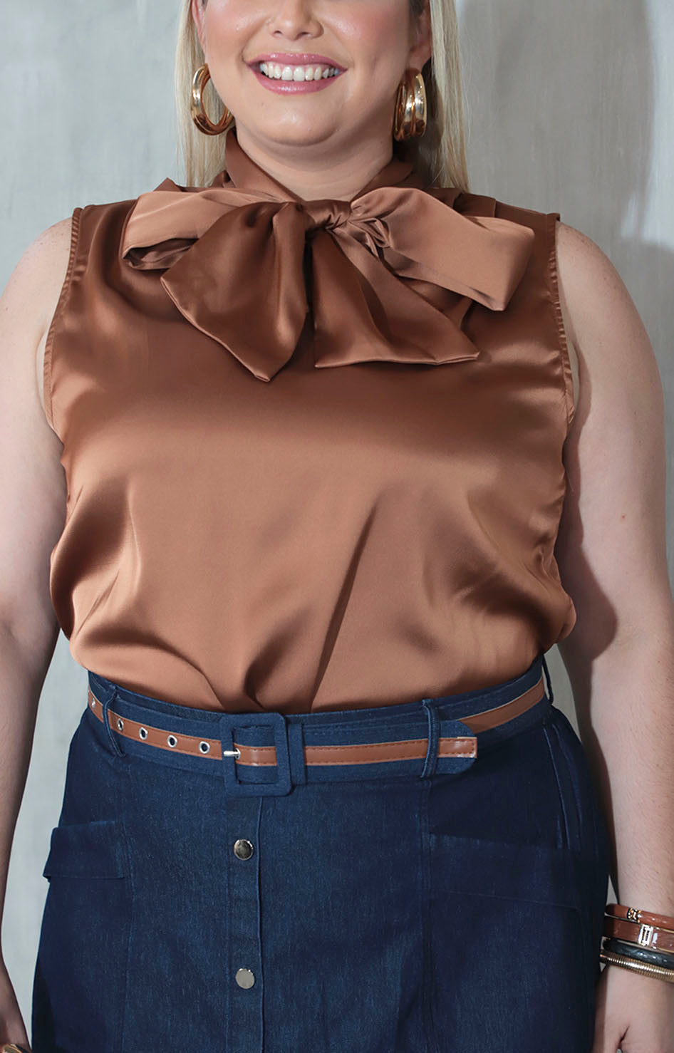 Blusa café satinada - BLUSA XL Boutiquemirel 