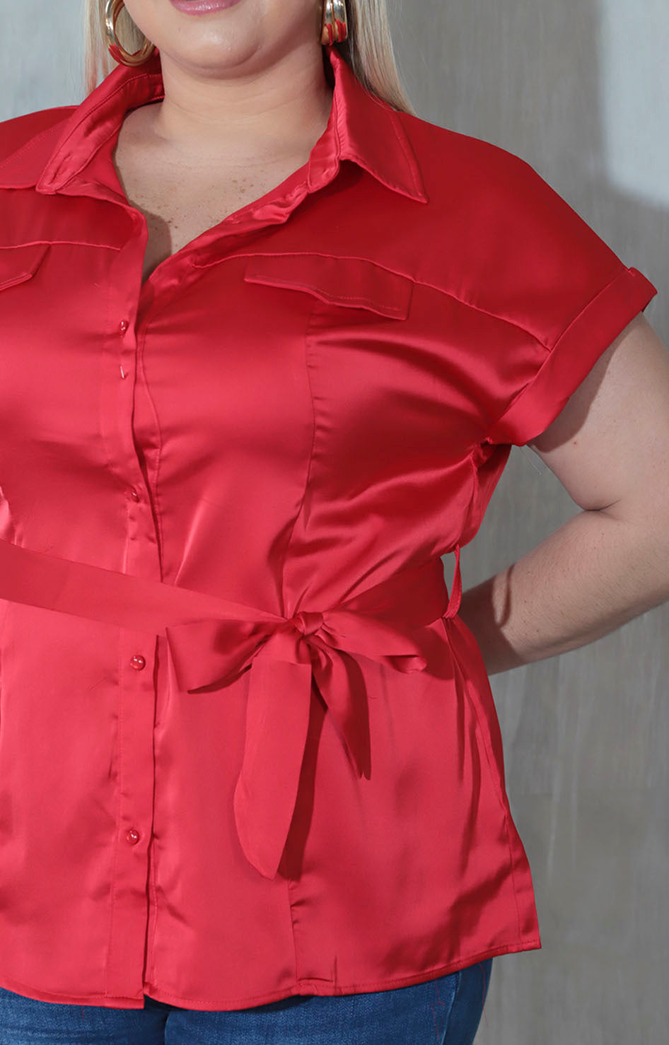 Camisera roja satinada - BLUSA XL Boutiquemirel 