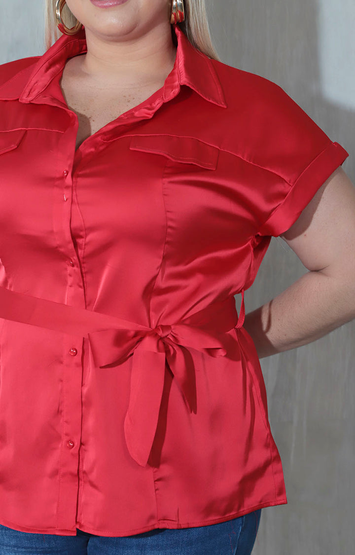 Camisera roja satinada - BLUSA XL Boutiquemirel 