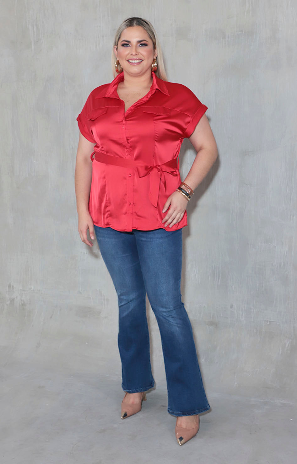 Camisera roja satinada - BLUSA XL Boutiquemirel 