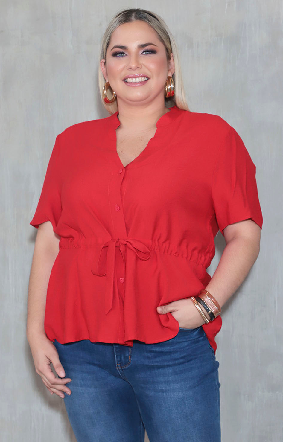 Blusa roja con lazo - BLUSA XL Boutiquemirel 