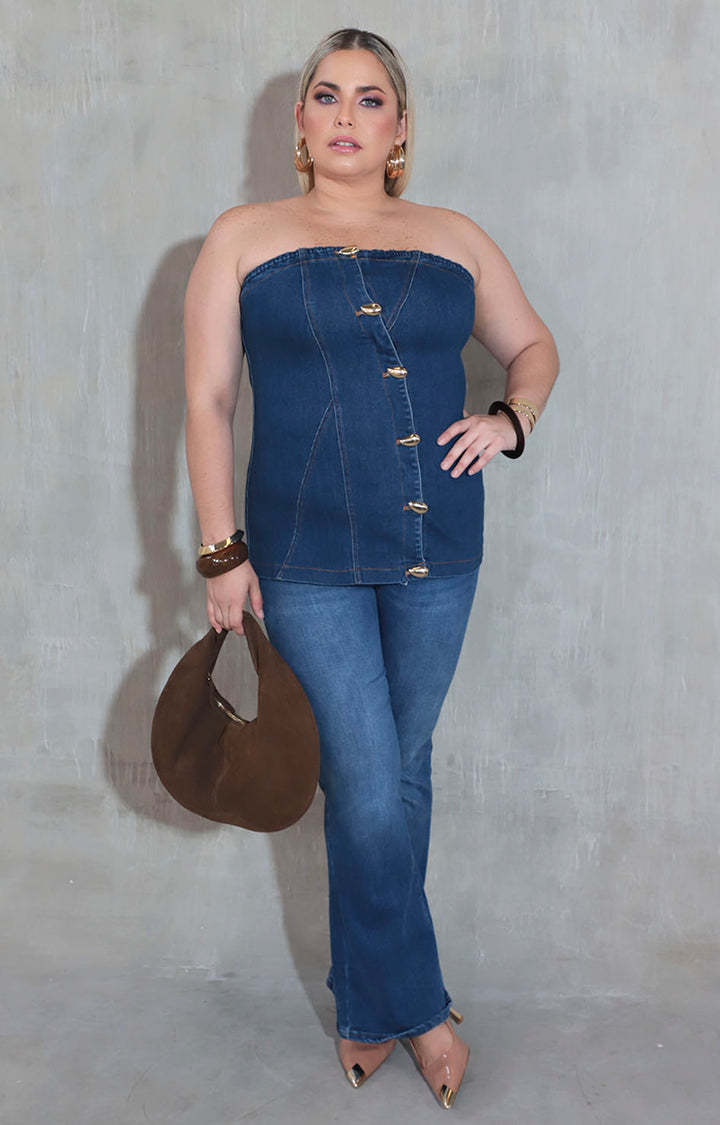 Blusa strapless denim - BLUSA XL Boutiquemirel 