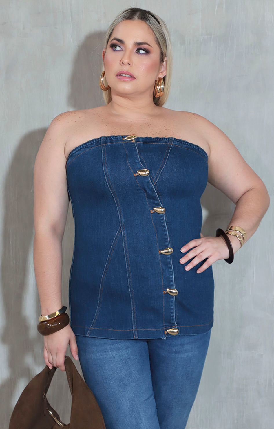 Blusa strapless denim - BLUSA XL Boutiquemirel 