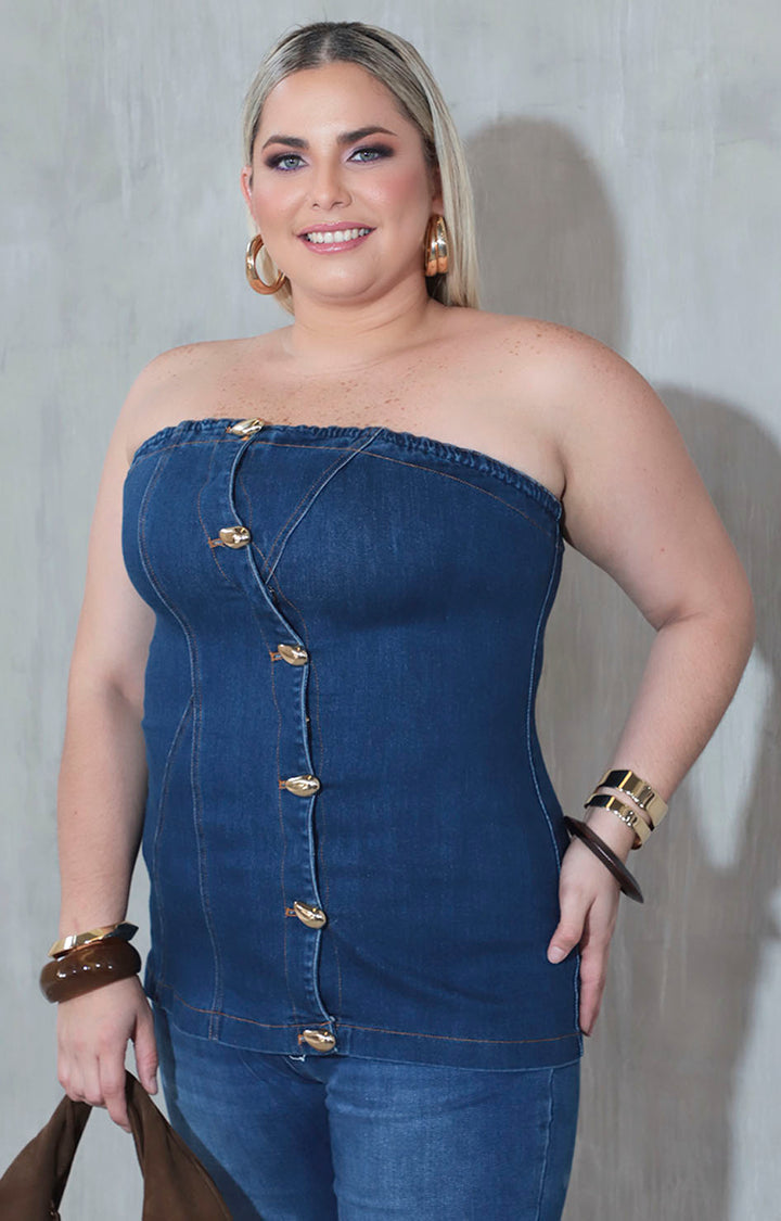 Blusa strapless denim - BLUSA XL Boutiquemirel 