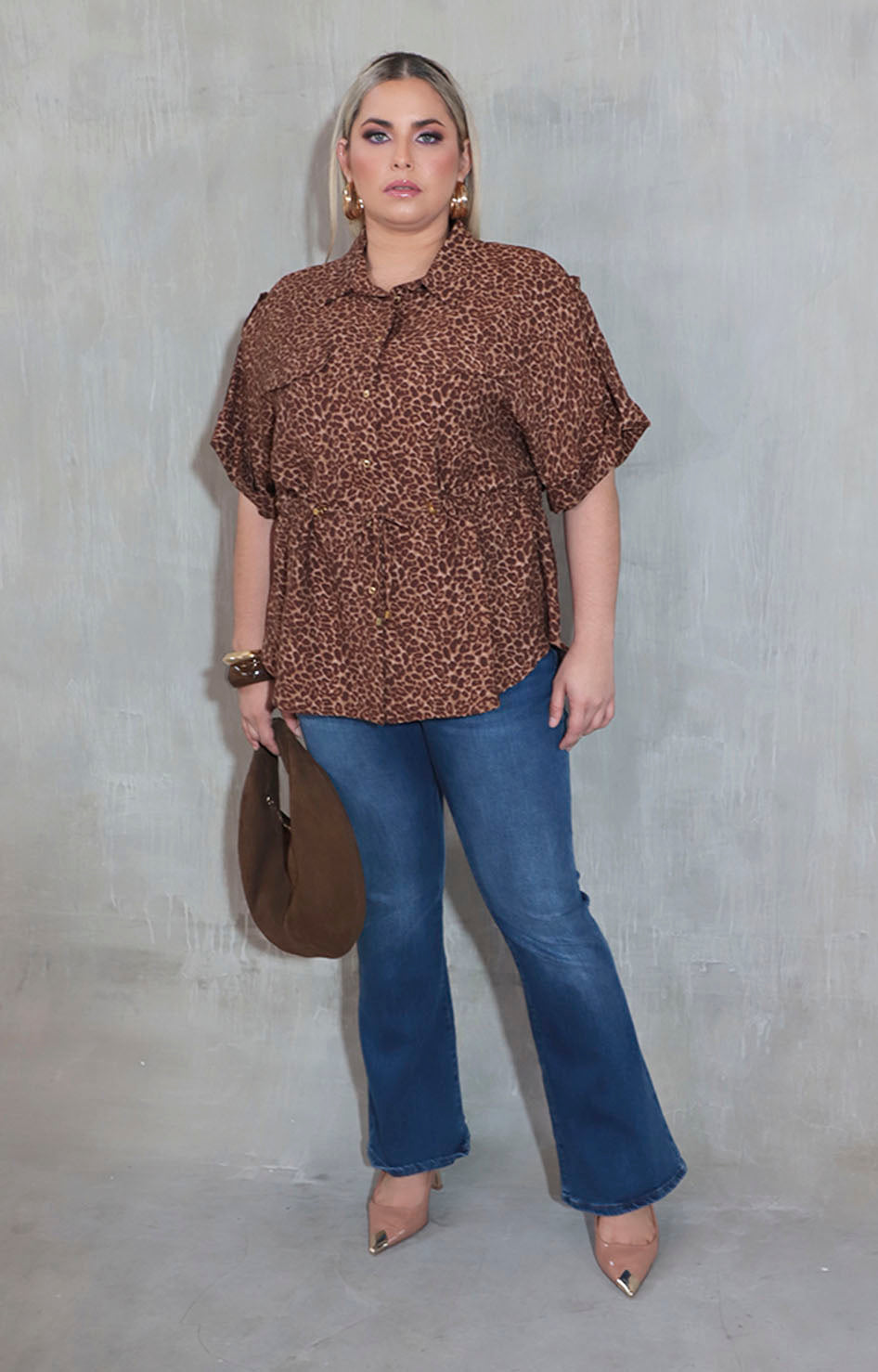 Blusa café estampada - BLUSA Boutiquemirel 