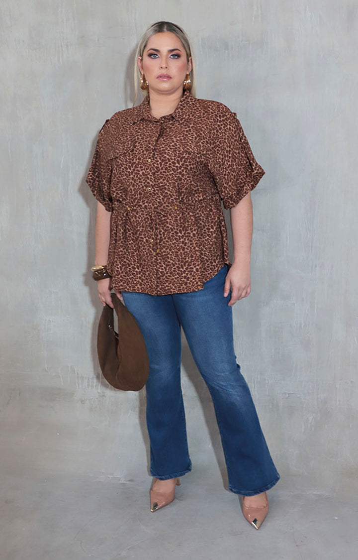 Blusa café estampada - BLUSA Boutiquemirel 