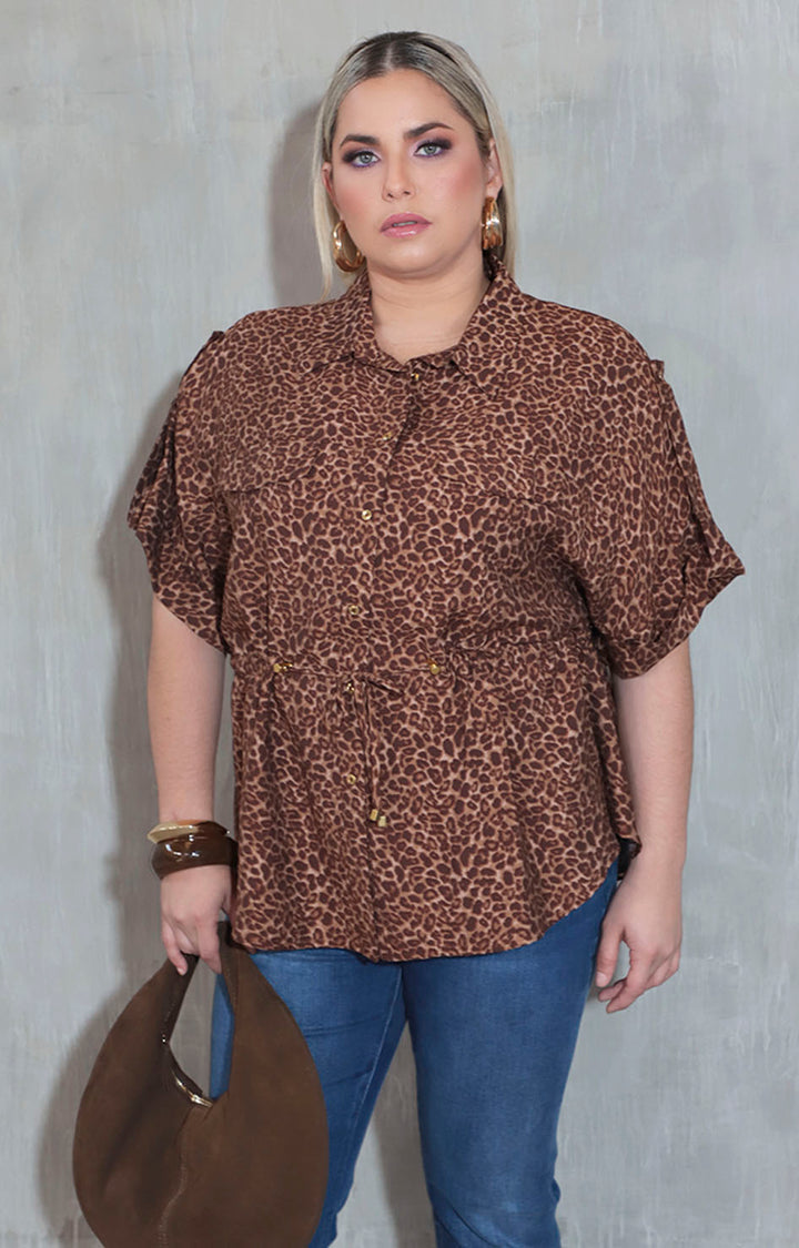 Blusa café estampada - BLUSA Boutiquemirel 