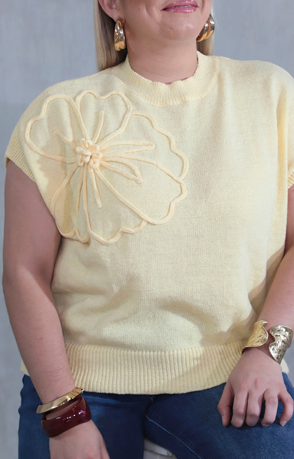 Blusa amarilla bordada - BLUSA XL Boutiquemirel 