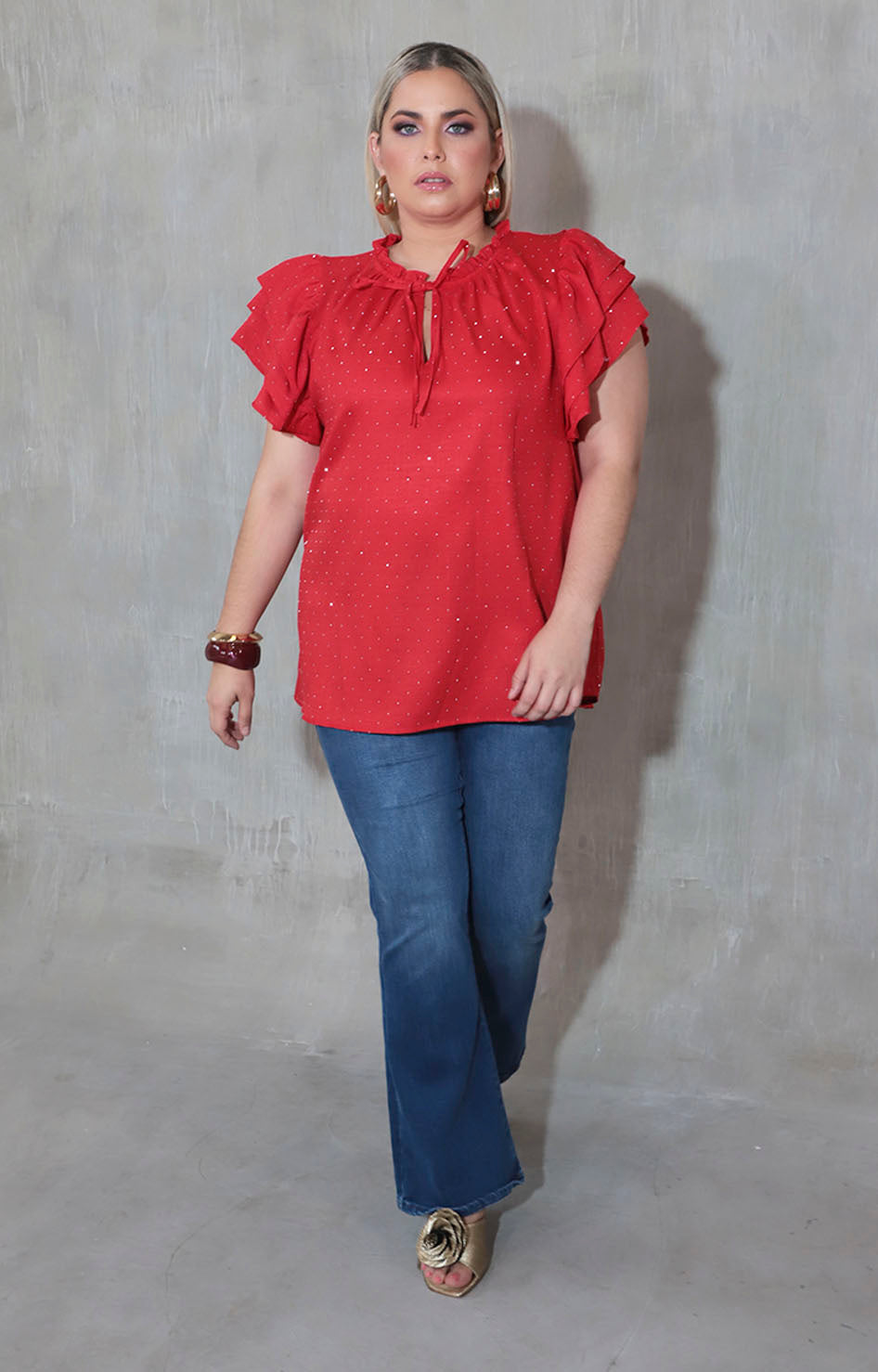 Blusa roja con brillos - BLUSA Boutiquemirel 
