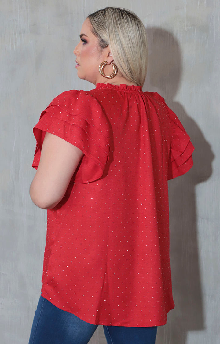 Blusa roja con brillos - BLUSA Boutiquemirel 