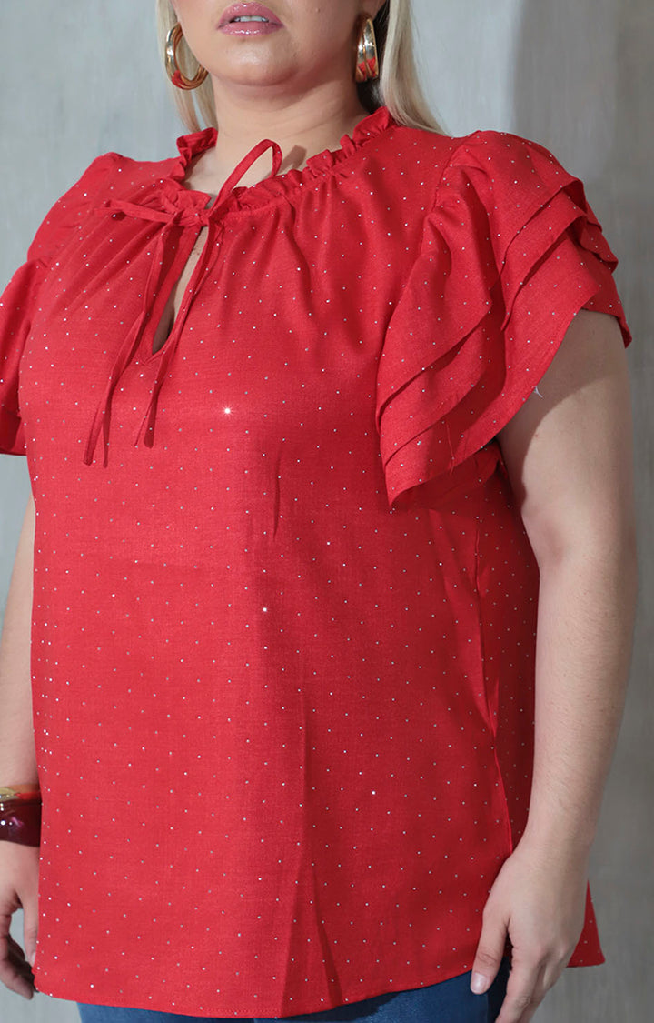 Blusa roja con brillos - BLUSA Boutiquemirel 