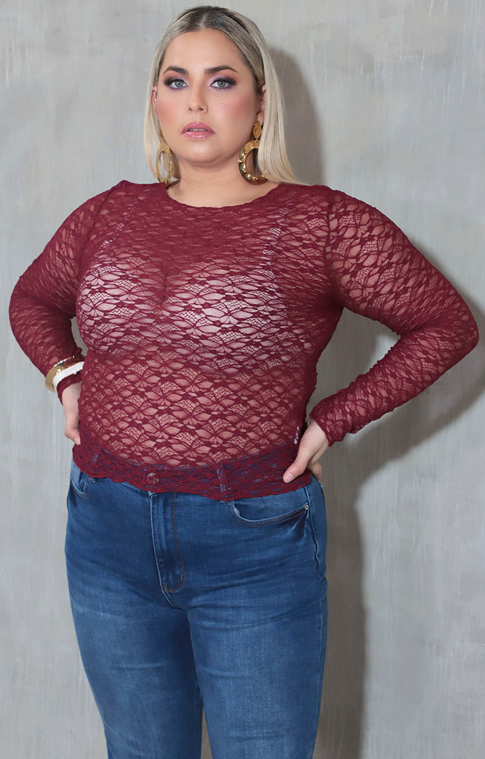Blusa vino de encaje - BLUSA XL Boutiquemirel 