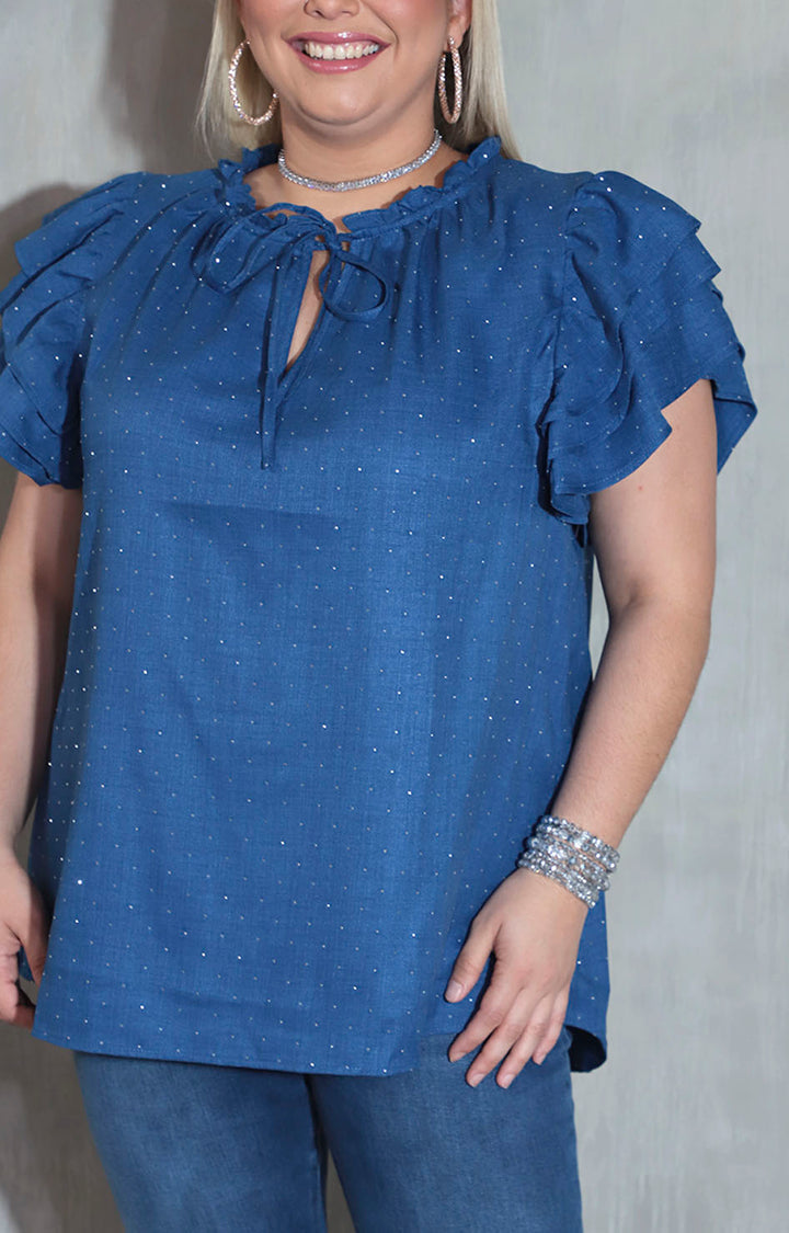 Blusa azul con brillos - BLUSA Boutiquemirel 