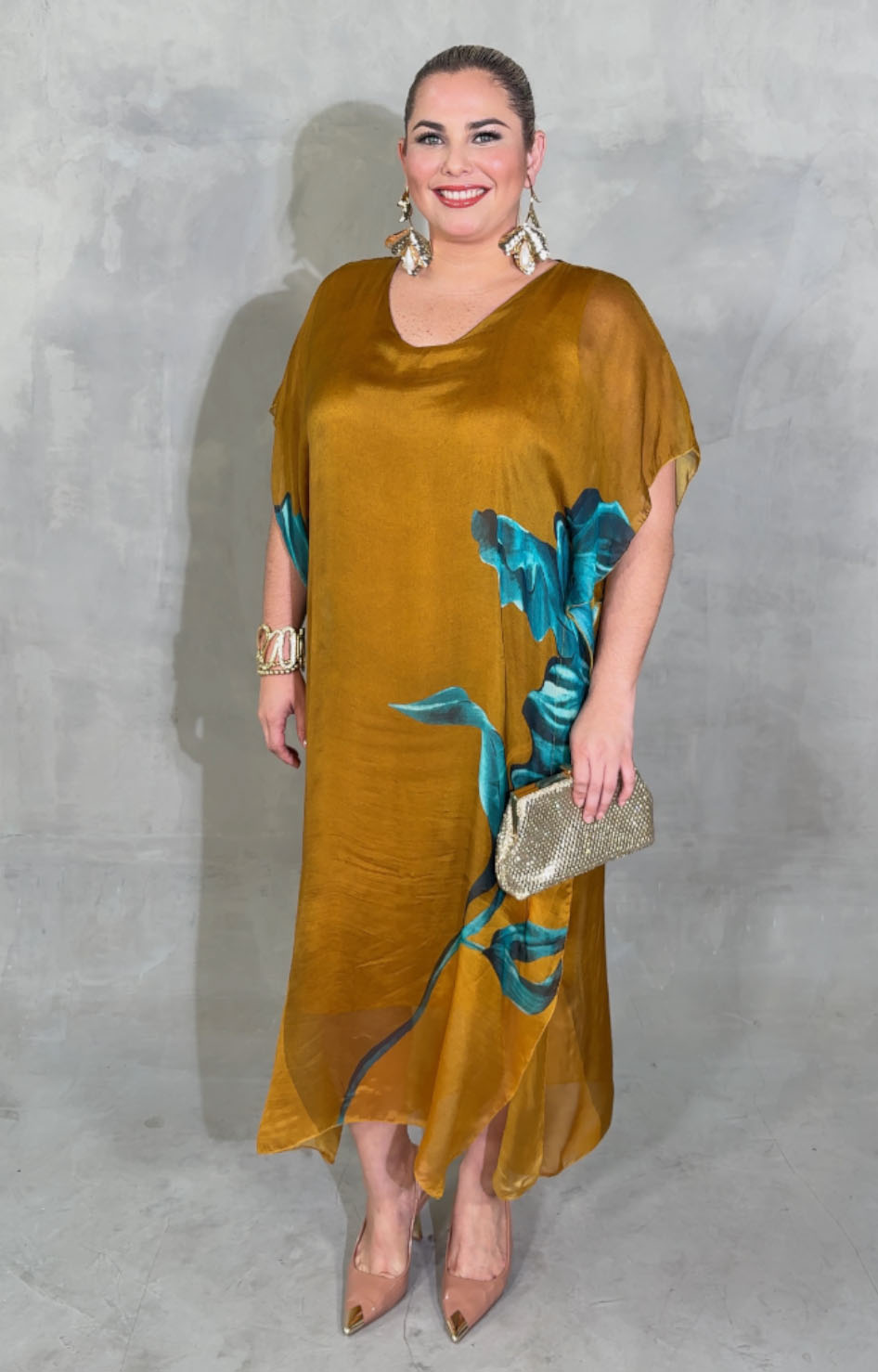 Vestido mostaza de seda - VESTIDO XL Boutiquemirel 