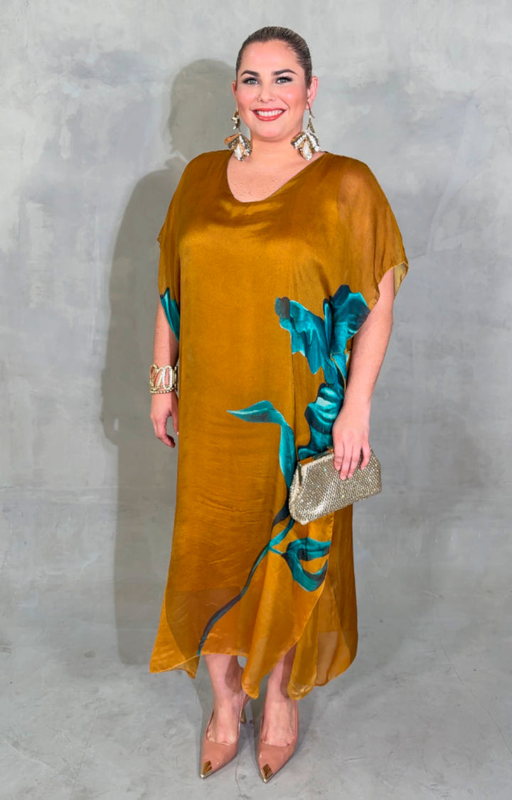 Vestido mostaza de seda - VESTIDO XL Boutiquemirel 