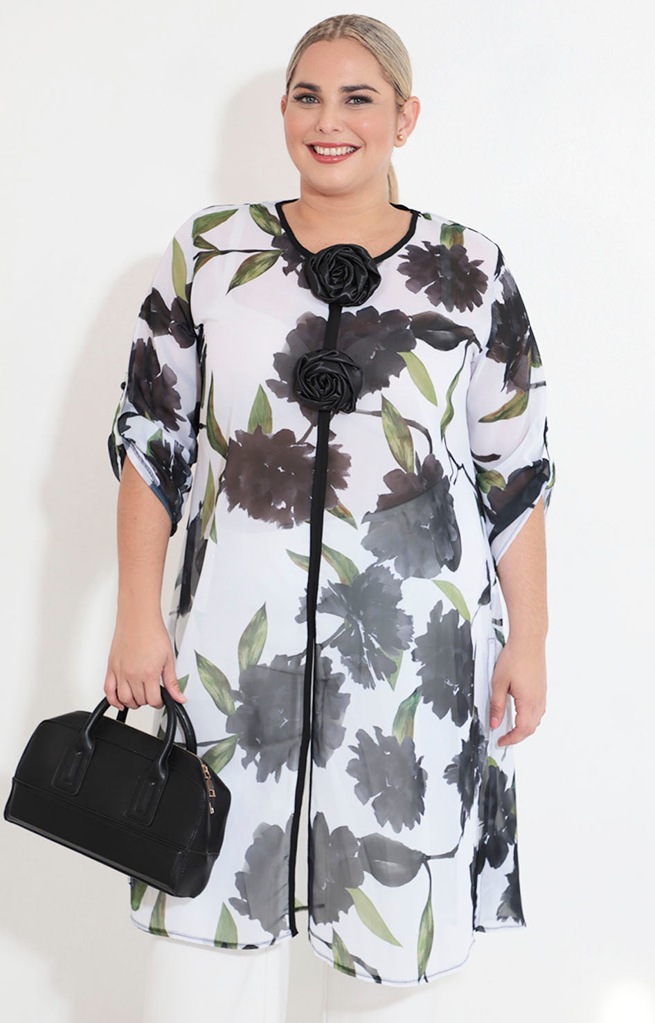 Blusón con flores negras - BLUSA XL Boutiquemirel 