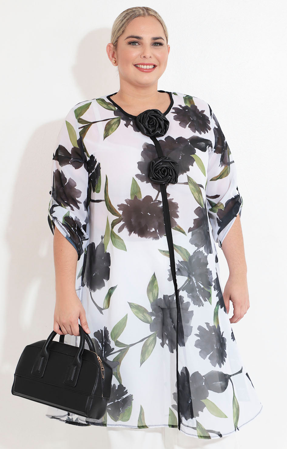 Blusón con flores negras - BLUSA XL Boutiquemirel 