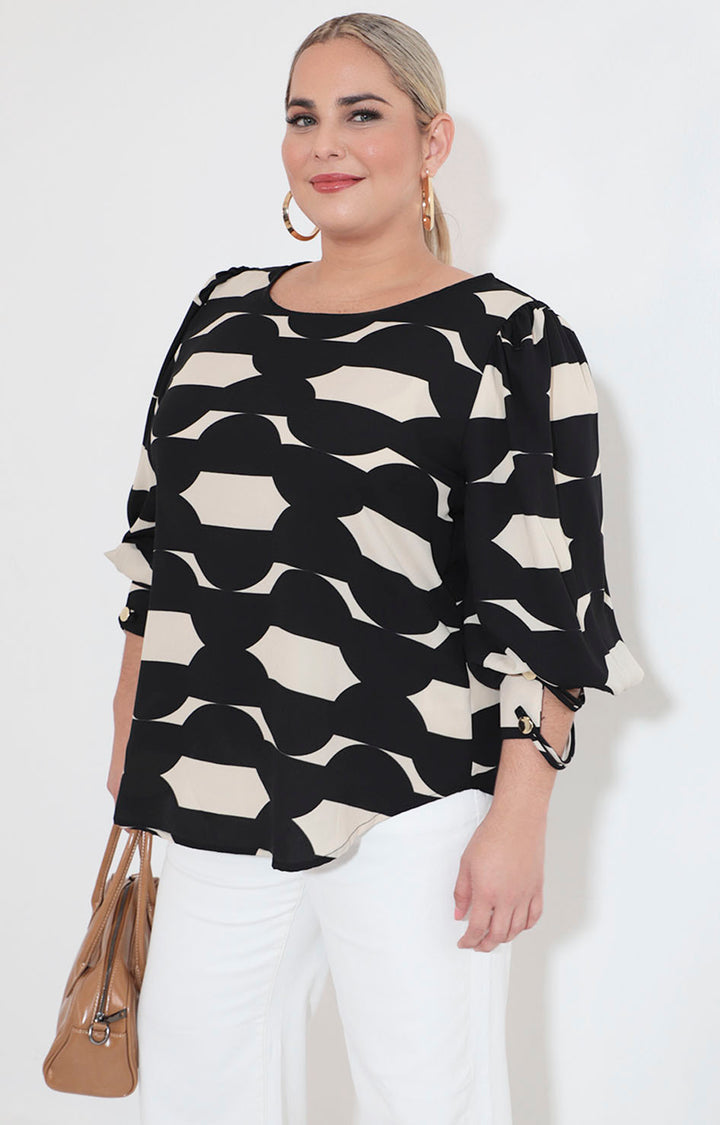 Blusa beige estampada - BLUSA XL Boutiquemirel 