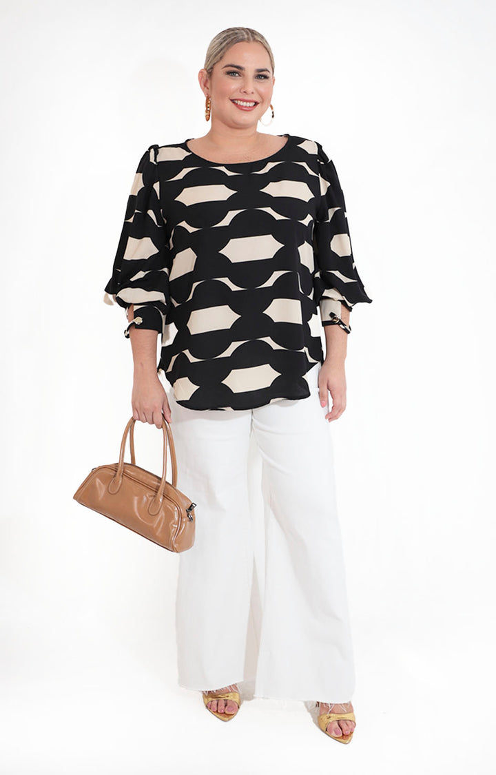 Blusa beige estampada - BLUSA XL Boutiquemirel 
