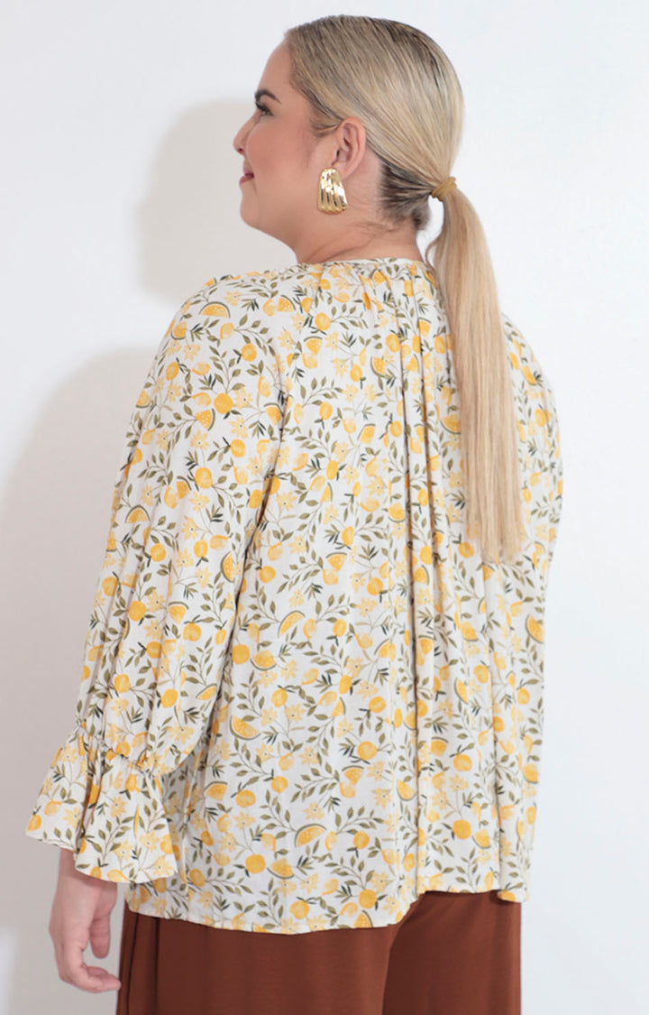 Blusa beige con limones - BLUSA XL Boutiquemirel 
