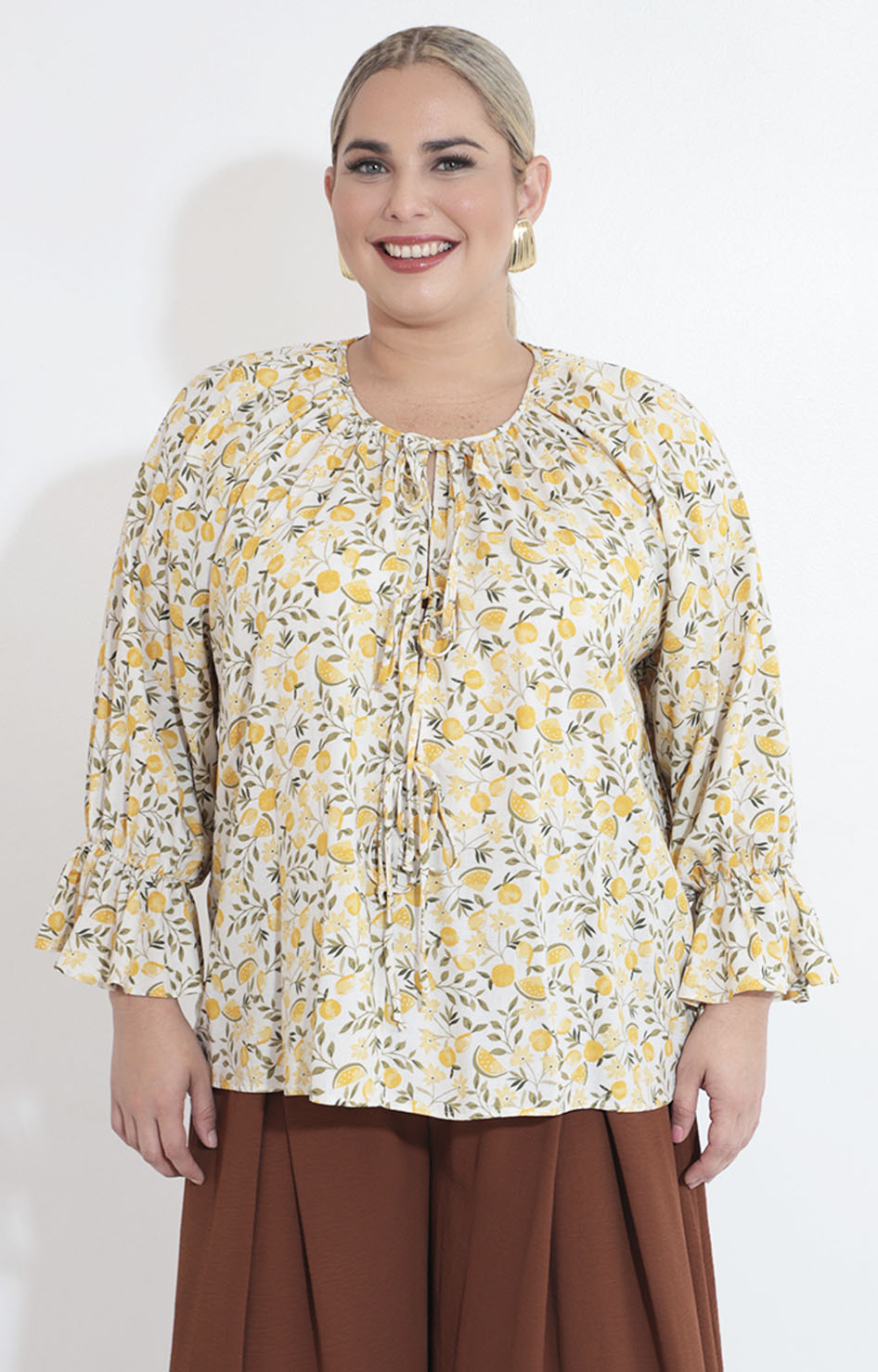Blusa beige con limones - BLUSA XL Boutiquemirel 