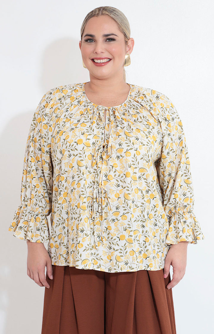 Blusa beige con limones - BLUSA XL Boutiquemirel 