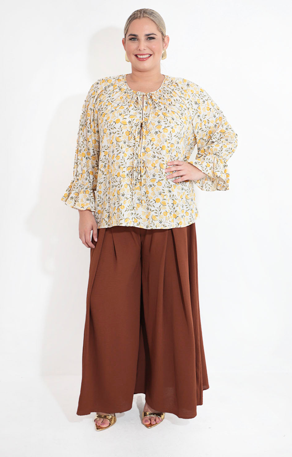 Blusa beige con limones - BLUSA XL Boutiquemirel 