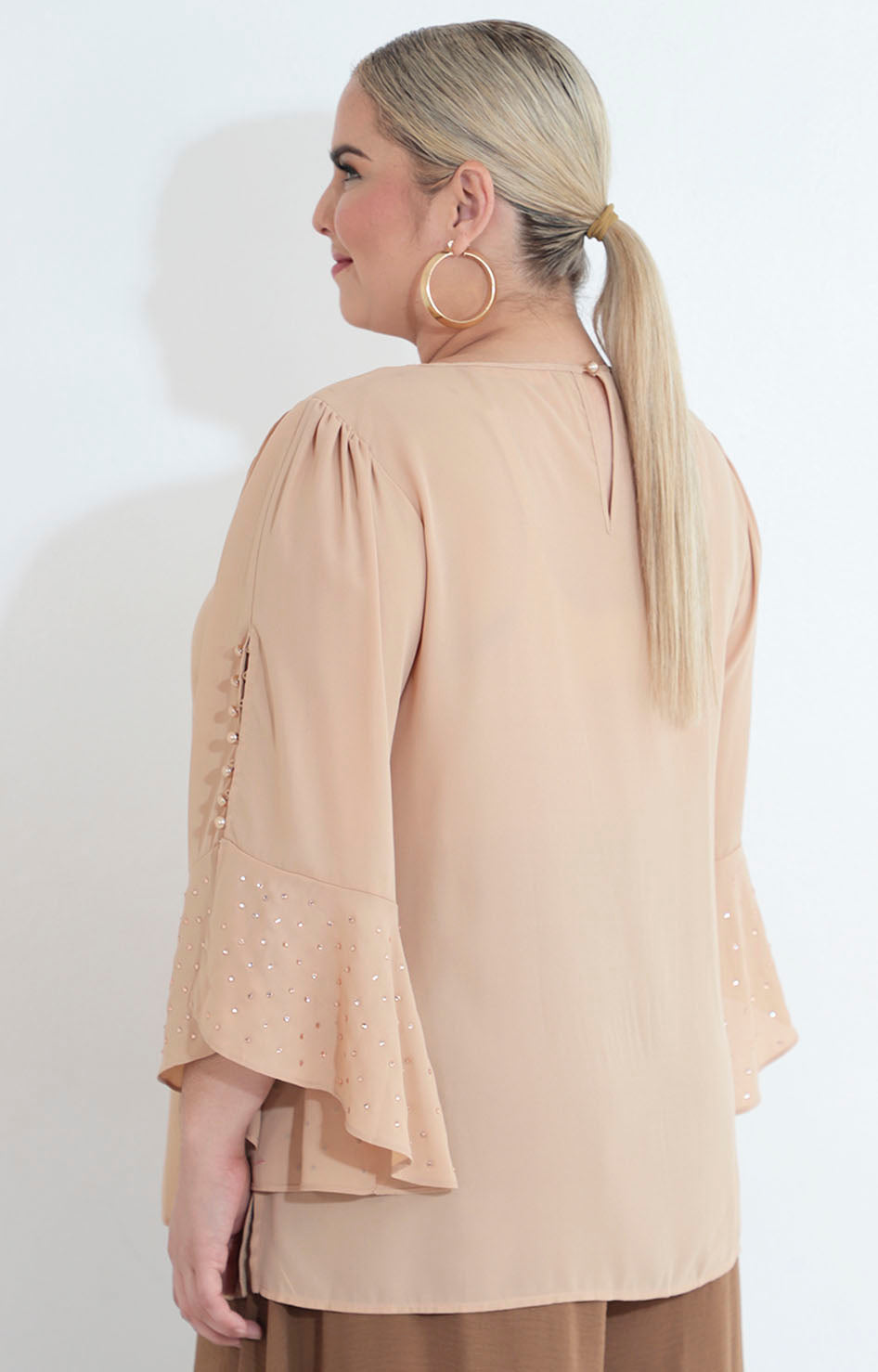 Blusa beige con perlas - BLUSA XL Boutiquemirel 