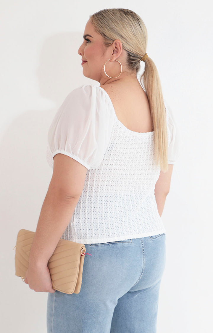 Blusa blanca con lazos - BLUSA XL Boutiquemirel 