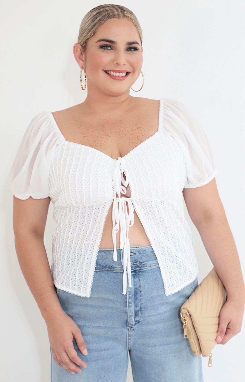 Blusa blanca con lazos - BLUSA XL Boutiquemirel 