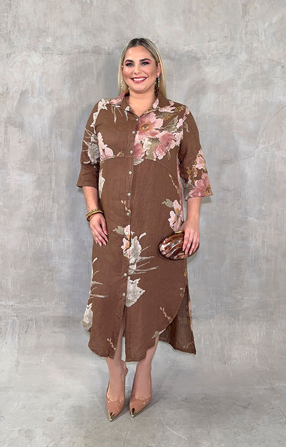 Vestido de lino café - VESTIDO XL Boutiquemirel 