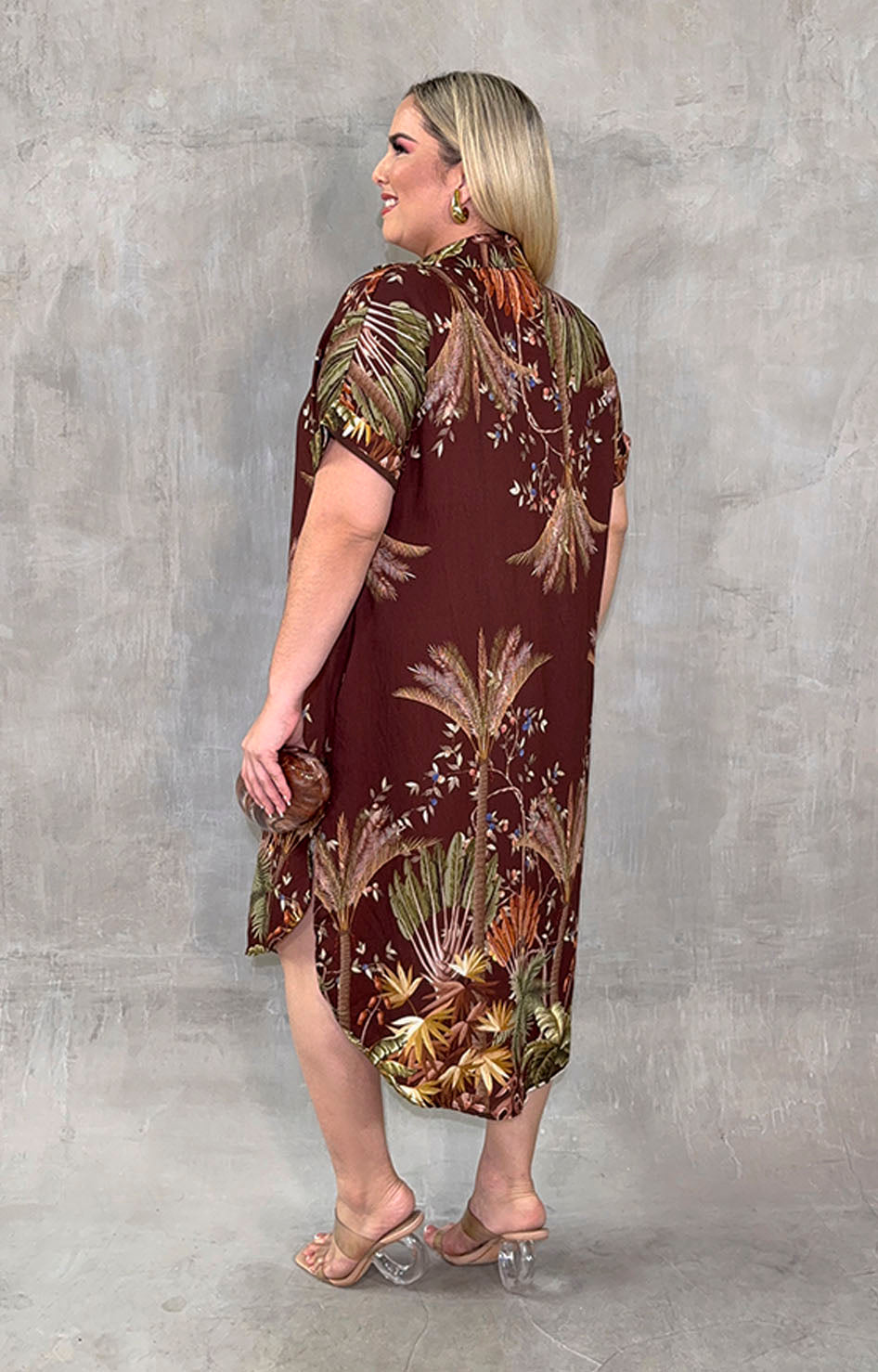 Vestido café con flores - VESTIDO Boutiquemirel 