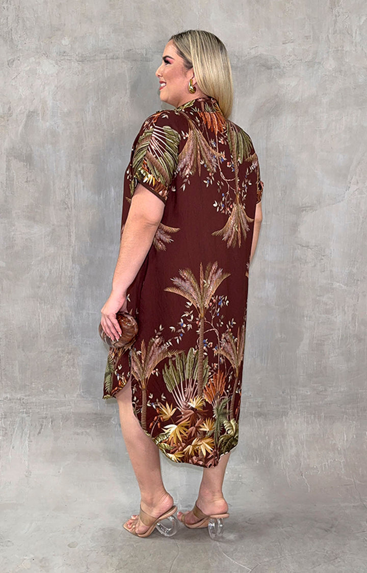 Vestido café con flores - VESTIDO Boutiquemirel 