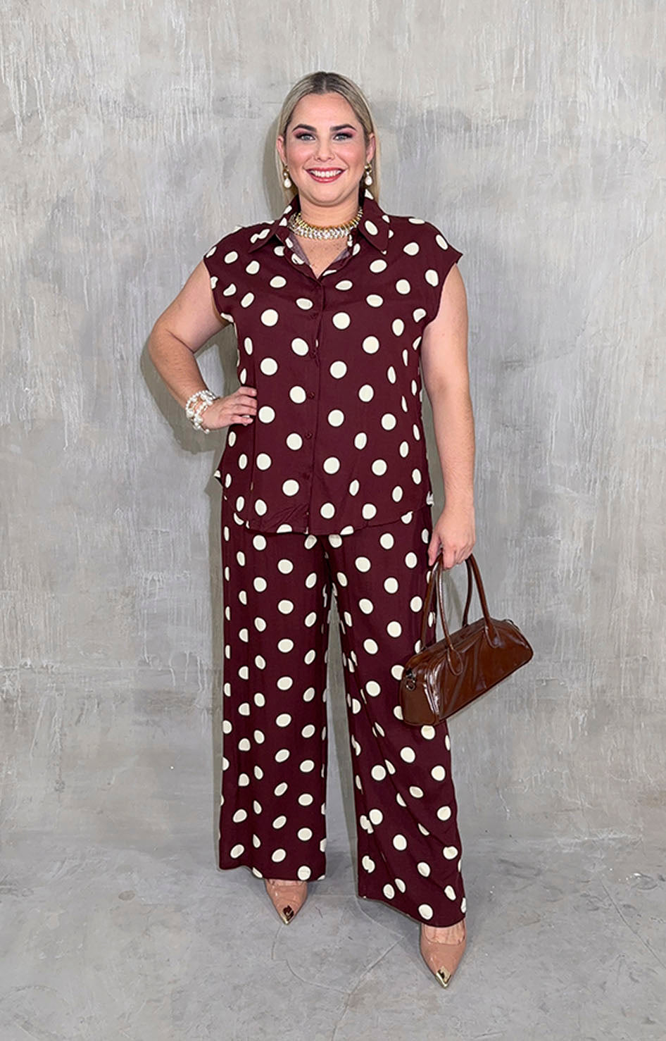 Conjunto café polka-dots - CONJUNTO XL Boutiquemirel 