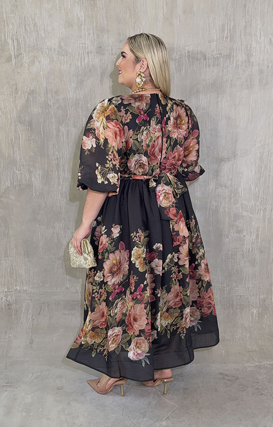 Vestido negro con flores - VESTIDO XL Boutiquemirel 