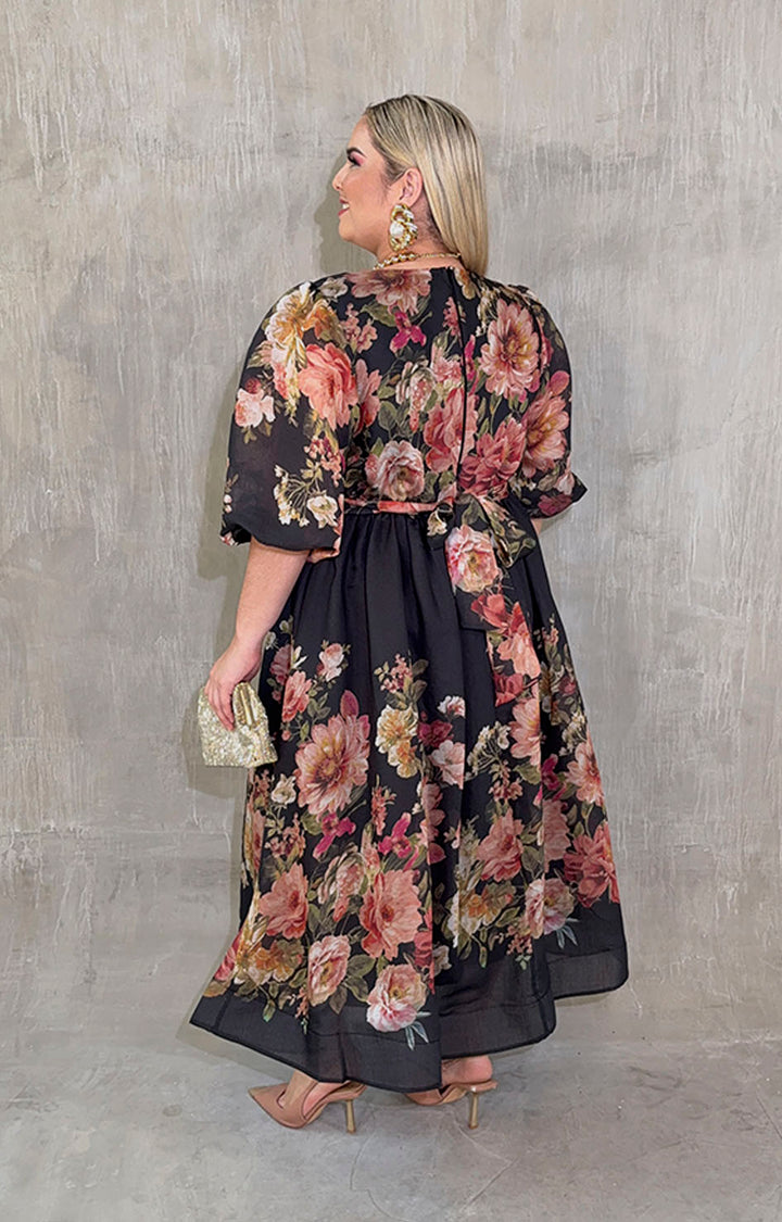 Vestido negro con flores - VESTIDO XL Boutiquemirel 