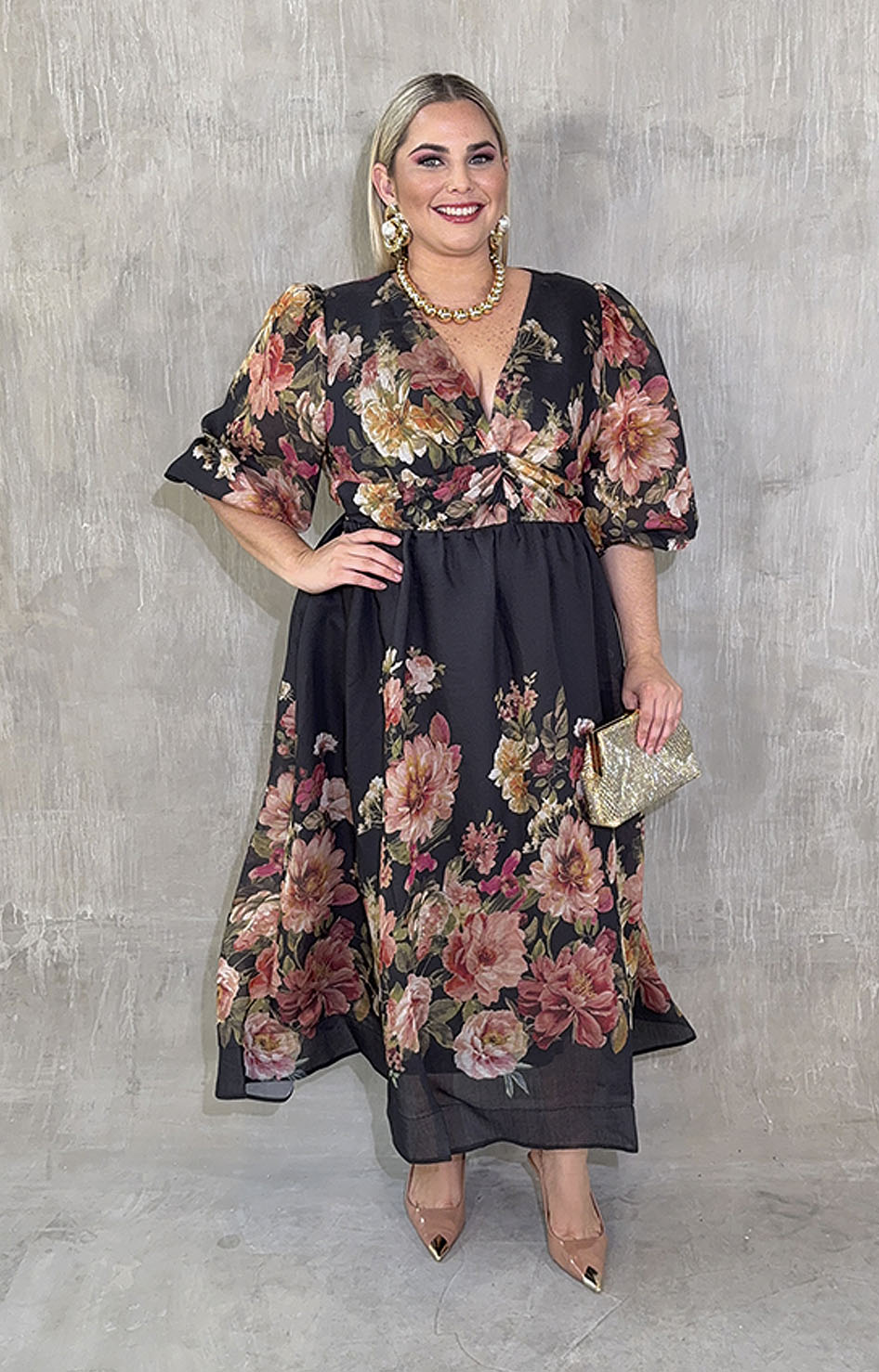 Vestido negro con flores - VESTIDO XL Boutiquemirel 