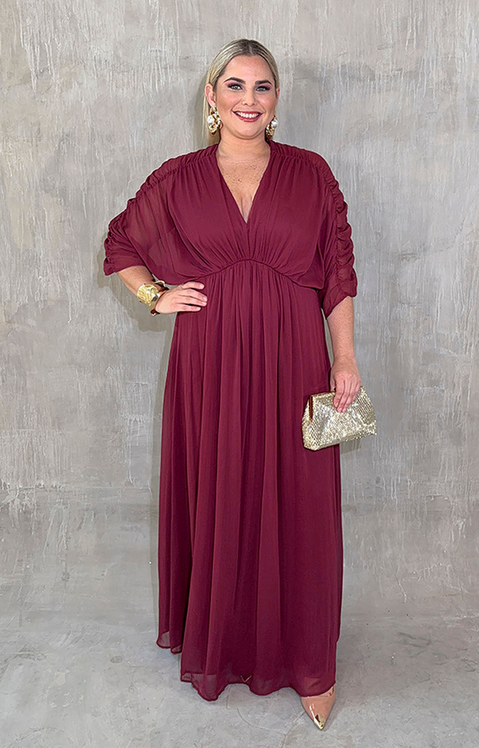 Vestido de gasa vino - VESTIDO XL Boutiquemirel 