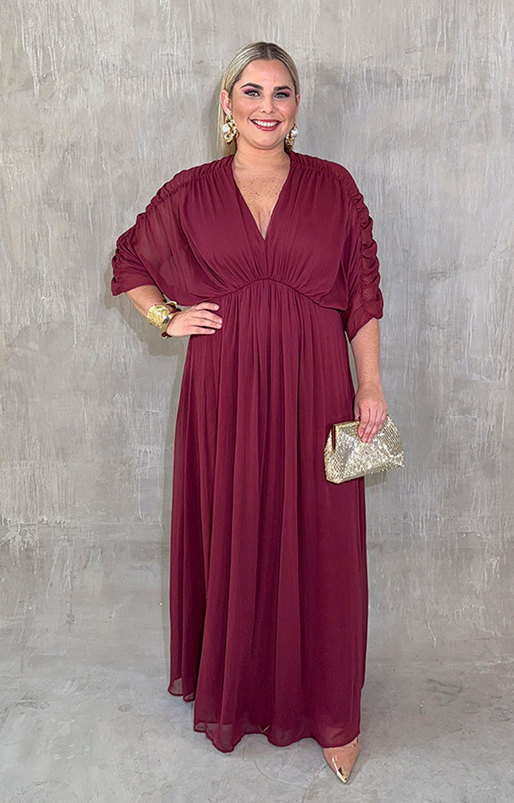 Vestido de gasa vino - VESTIDO XL Boutiquemirel 