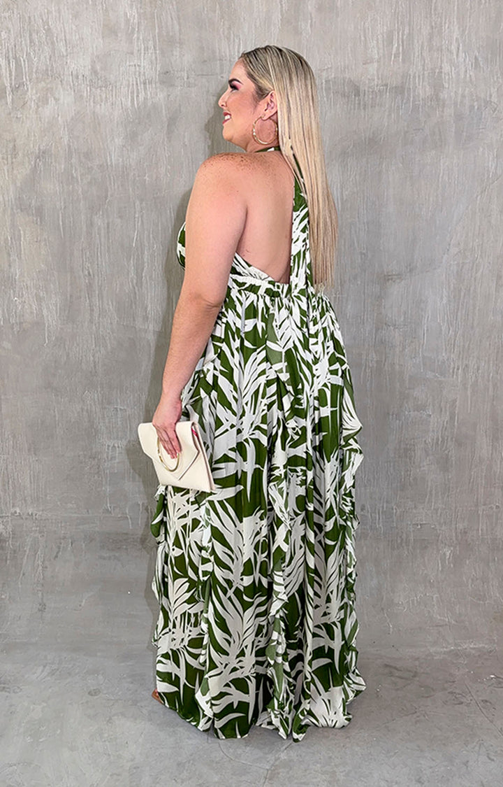 Vestido verde con hojas - VESTIDO XL Boutiquemirel 