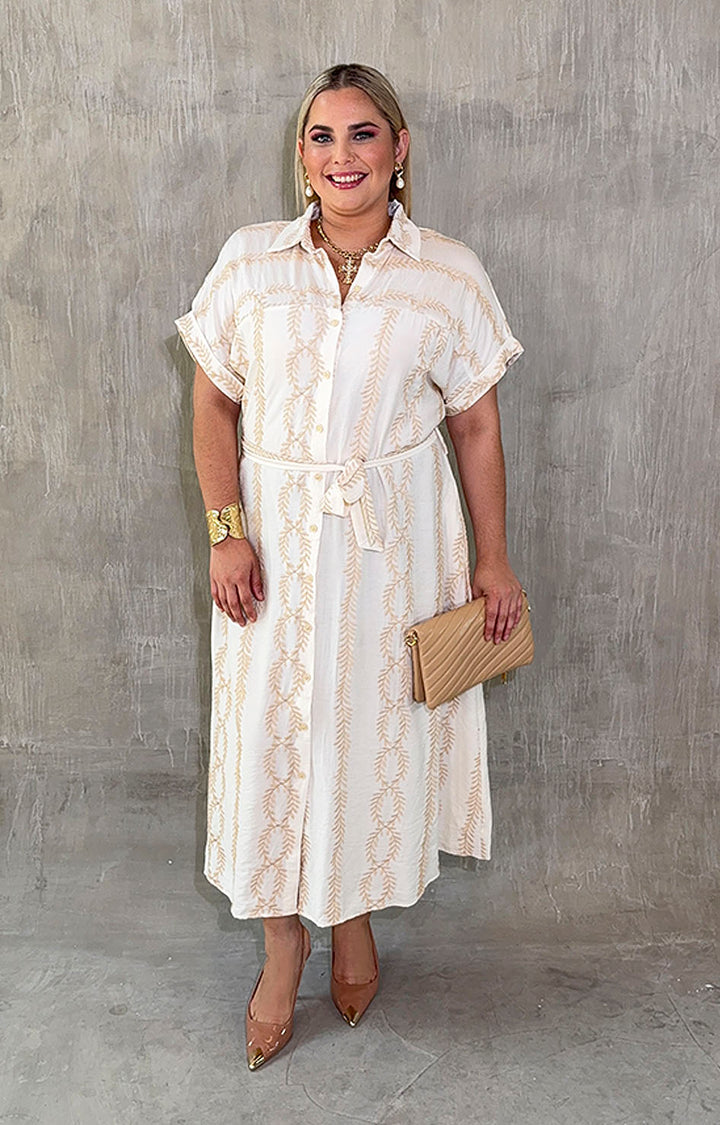 Vestido beige bordado - VESTIDO XL Boutiquemirel 