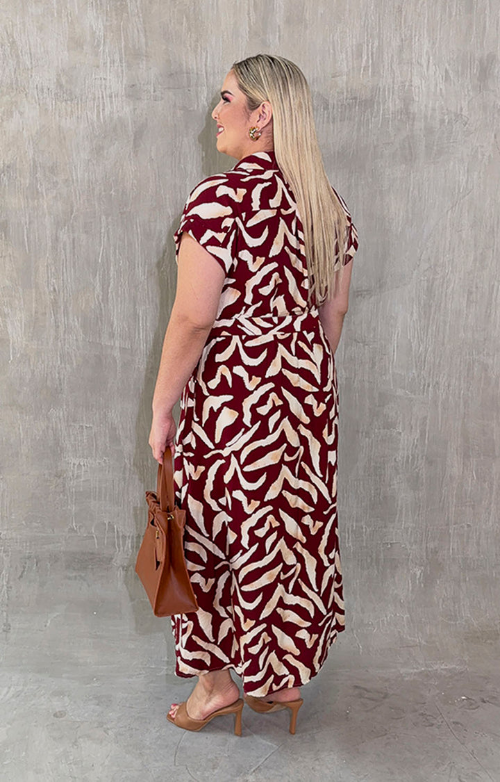 Vestido vino estampado - VESTIDO XL Boutiquemirel 