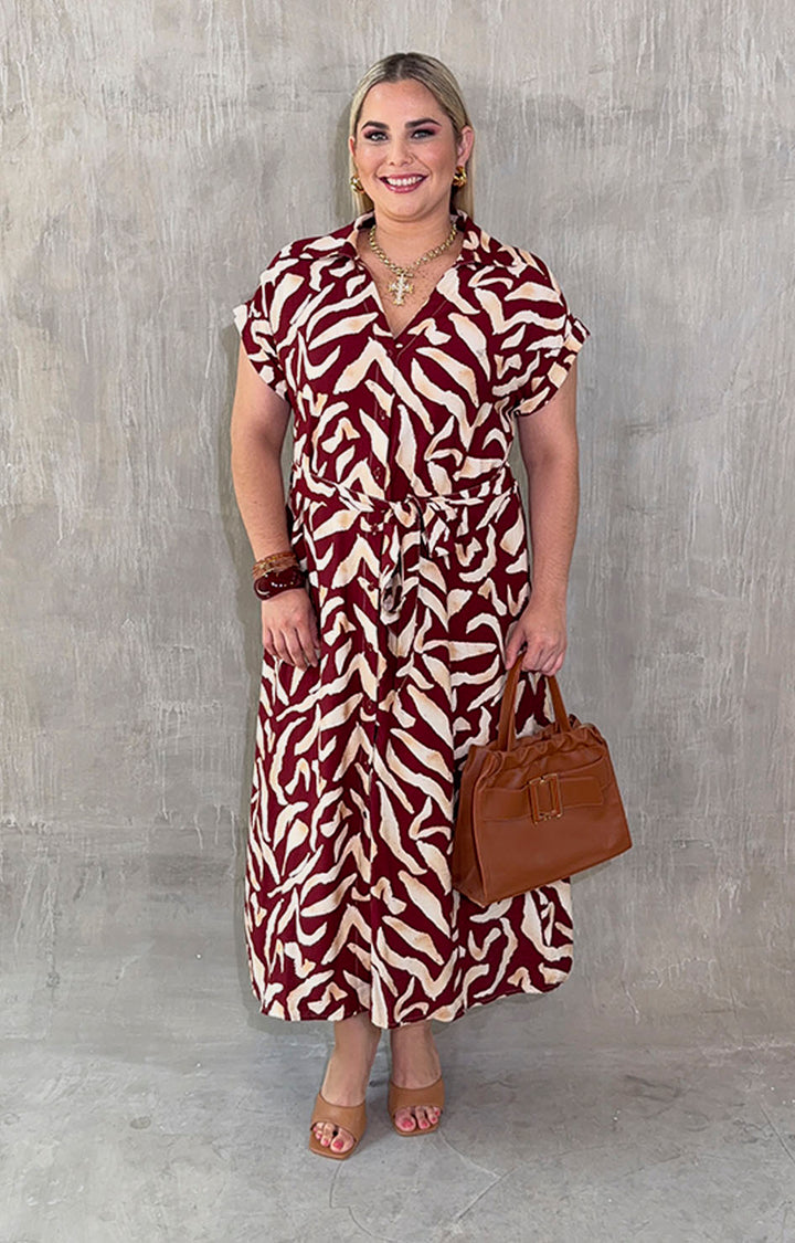 Vestido vino estampado - VESTIDO XL Boutiquemirel 