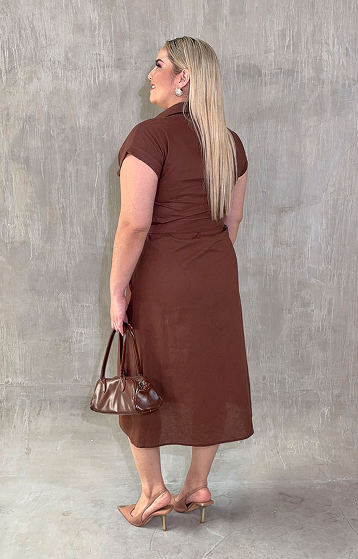 Vestido camisero café - VESTIDO XL Boutiquemirel 