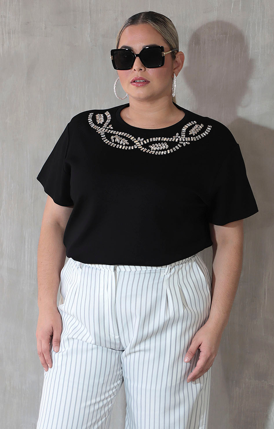 Blusa negra con brillos - BLUSA XL Boutiquemirel 