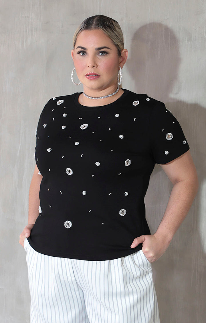 Blusa negra con brillos - BLUSA XL Boutiquemirel 