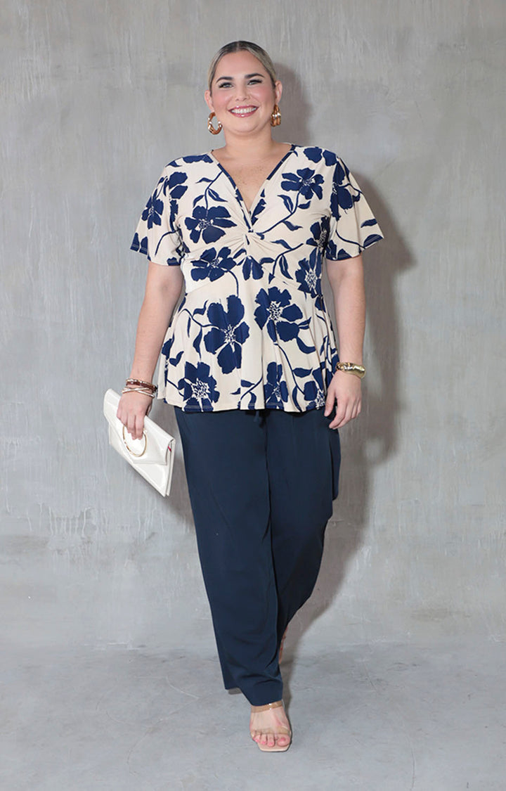 Blusa beige con flores - BLUSA XL Boutiquemirel 