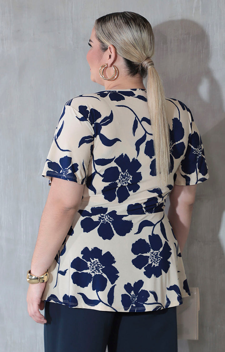 Blusa beige con flores - BLUSA XL Boutiquemirel 