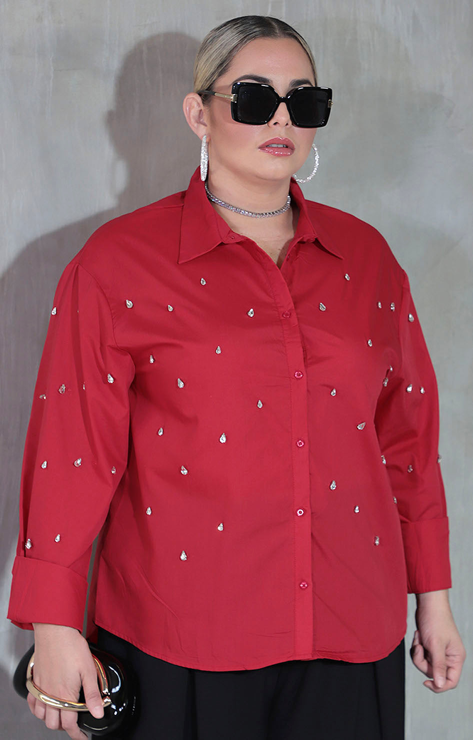 Camisera roja con pedrería - BLUSA XL Boutiquemirel 
